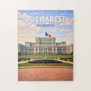 Puzzle Bucharest Roumanie Illustration Voyage Art Vintage