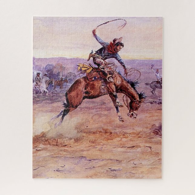 Puzzle "Buckino Bronco" Cowboy Art de Charles Russell (Vertical)