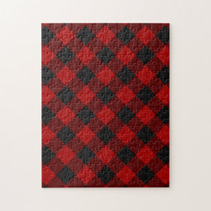 Puzzle Buffalo Check Red Tartan Plaid Motif