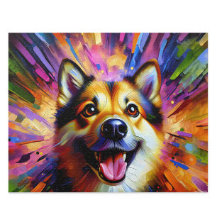 Puzzle Buhund norvégien : Buhund roux Style d'art acryliq