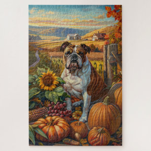Puzzle Buldog Automne Harvest Thanksgiving