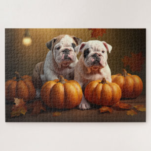 Puzzle Bulldog chiot Automne Délice Citrouille