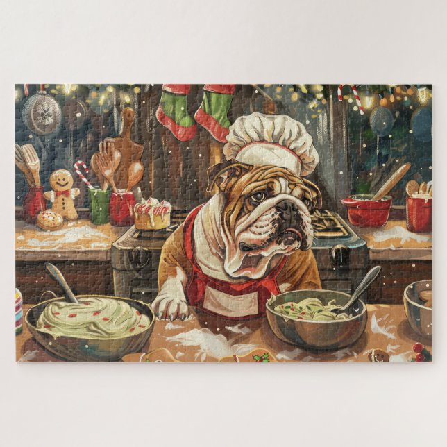 Puzzle Bulldog Holiday Baking : Noël festif (Horizontal)