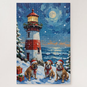 Puzzle Bulldog Phare de Noël Vacances