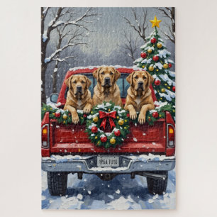 Puzzle Bullmastiff camion rouge de Noël vacances