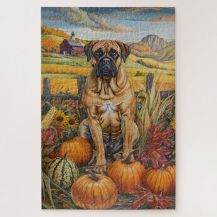 Puzzle Bullmastiff Chien Automne Harvest Thanksgiving