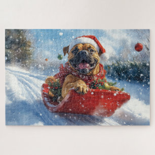 Puzzle Bullmastiff Chien en Luge Laissez Tomber la Neige 