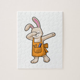 Puzzle Bunny comme coiffeur avec peigne et ciseaux
