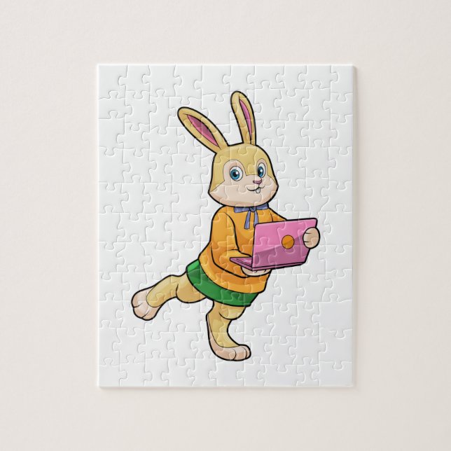 Puzzle Bunny comme secrétaire avec ordinateur portable (Vertical)