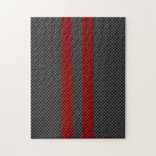 Puzzle Burgundy Red Carbon Fiber Style Racing Stripes