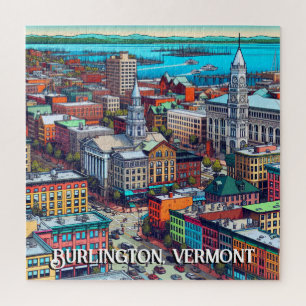 Puzzle Burlington, Vermont Comic Style Art