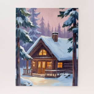 Puzzle Cabane de Noël Forêt Hiver Neige