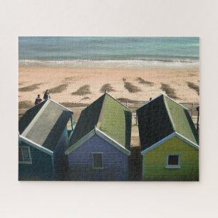 Puzzle Cabanes de plage ciel bleu sable anglais photo de