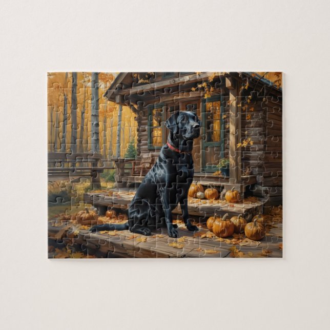 Puzzle Cabine du journal de l'extracteur Black Labrador A (Horizontal)