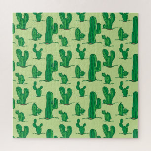 Puzzle Cactus dessinés à la main : motif sans soudure.