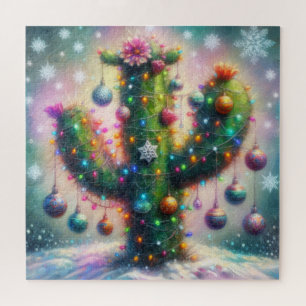 Puzzle Cactus Saguaro de Noël Désert Fantaisiste
