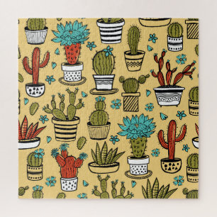 Puzzle Cactus Succulent : Esquisse tirée à la main