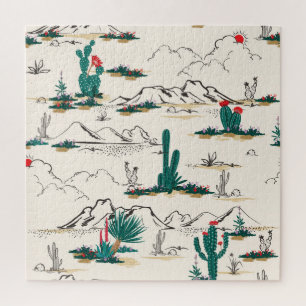 Puzzle Cactus Succulents : Flore Vintage du désert.
