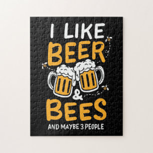 Puzzle Cadeau apiculteur J'Aime La Bière Et Les Abeille