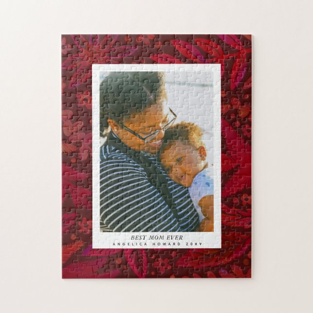 Puzzle Cadeau Botanique Rouge Fête des Mères Cadeau (Vertical)
