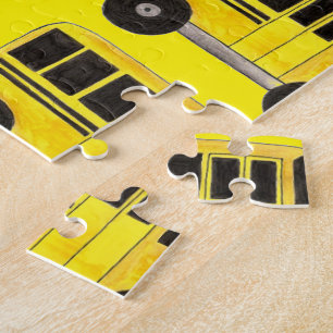 Puzzle cadeau de chauffeur d'autobus scolaire jaun