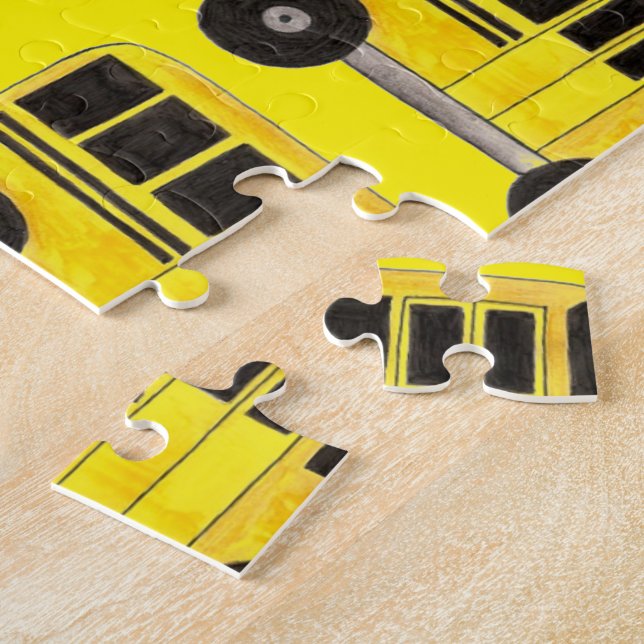 Puzzle cadeau de chauffeur d'autobus scolaire jaun (Côté)