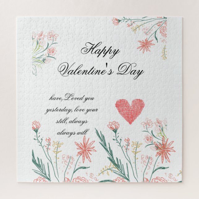 Puzzle Cadeau de la Saint-Valentin rouge et blanc (Vertical)