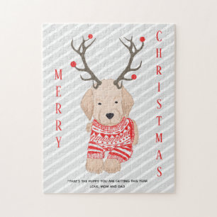Puzzle Cadeau drôle de Noël Chiot Retriever Golden