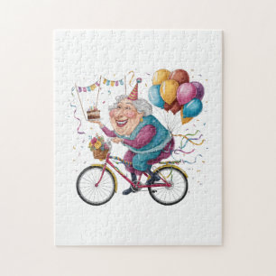 Puzzle Cadeau drôle de vélo de grand-mère pour anniversai