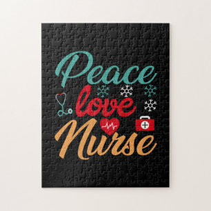 Puzzle Cadeau infirmière Infirmière Peace Love