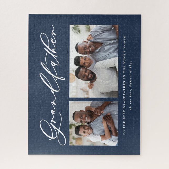 Puzzle Cadeau minime de script multi photo grand-père (Vertical)