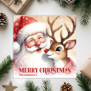 Puzzle Cadeau personnalisé pour enfants Santa Rudolph Noë