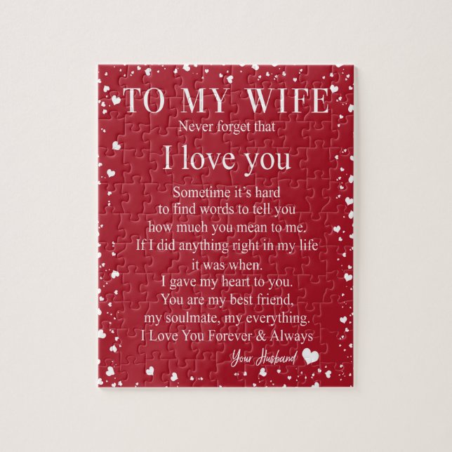 Puzzle Cadeaux de femme | Lettre À Ma Femme Amour Du Mari (Vertical)