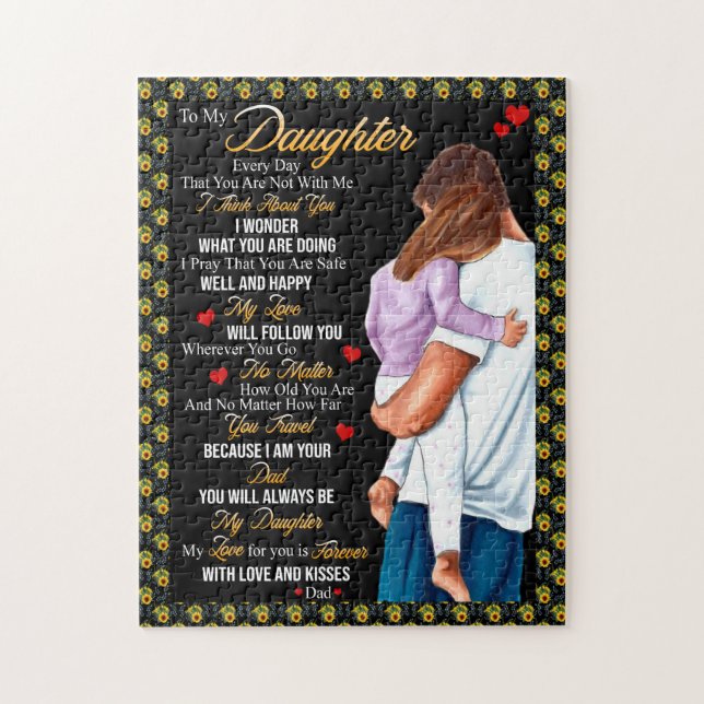 Puzzle Cadeaux de fille | Lettre À Ma Fille De Papa (Vertical)