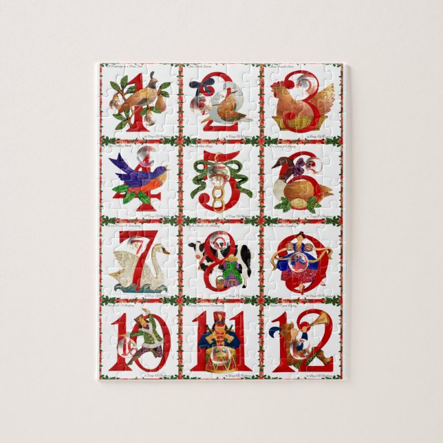 Puzzle Cadeaux d'impression de courtepointes des 12 jours (Vertical)