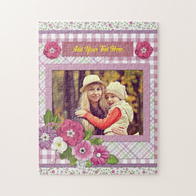 Puzzle Cadre d'image personnalisé avec texte personnalisé (Vertical)