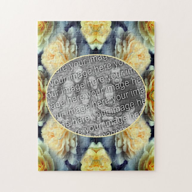 Puzzle Cadres de gouttes de rose jaune Ajouter votre prop (Vertical)