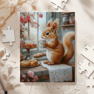 Puzzle Café artistique de l'Écureuil fantaisiste buvant d