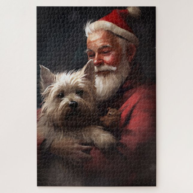 Puzzle Cairn Terrier Avec Noël Festif Du Père Noël (Vertical)