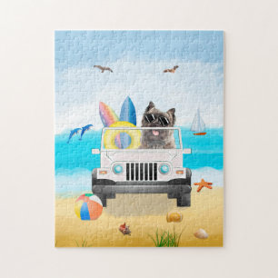 Puzzle cairn terrier Chien conduisant sur la plage