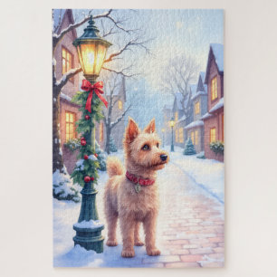 Puzzle Cairn Terrier Lampe de Noël Village Noël