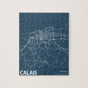 Puzzle Calais France Mini-plan de la ville Art en bleu