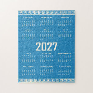 Puzzle Calendrier 2027, Frette grecque, Cosmic Latte sur 