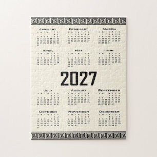 Puzzle Calendrier 2027, Frise grecque, Noir sur Latte cos