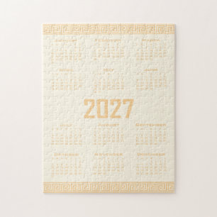 Puzzle Calendrier 2027, Méandre Grec, Beige sur Latte Cos