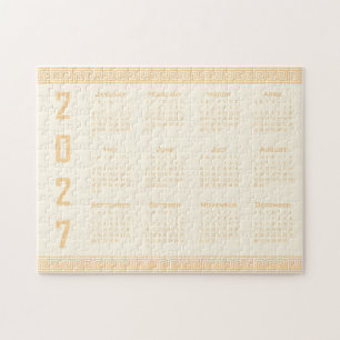 Puzzle Calendrier 2027, Méandre Grec, Beige sur Latte Cos