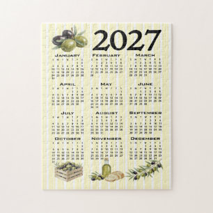 Puzzle Calendrier 2027, Olives Méditerranéennes Rayures J