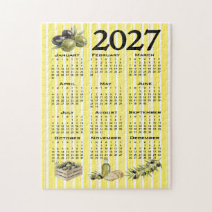 Puzzle Calendrier 2027, Olives Méditerranéennes Rayures J