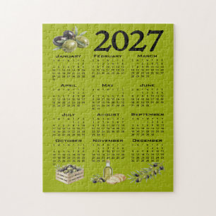Puzzle Calendrier 2027, Olives Méditerranéennes, Vertes