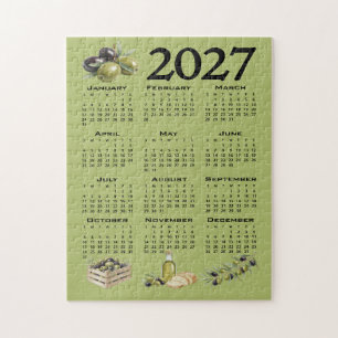 Puzzle Calendrier 2027, Olives Méditerranéennes, Vertes